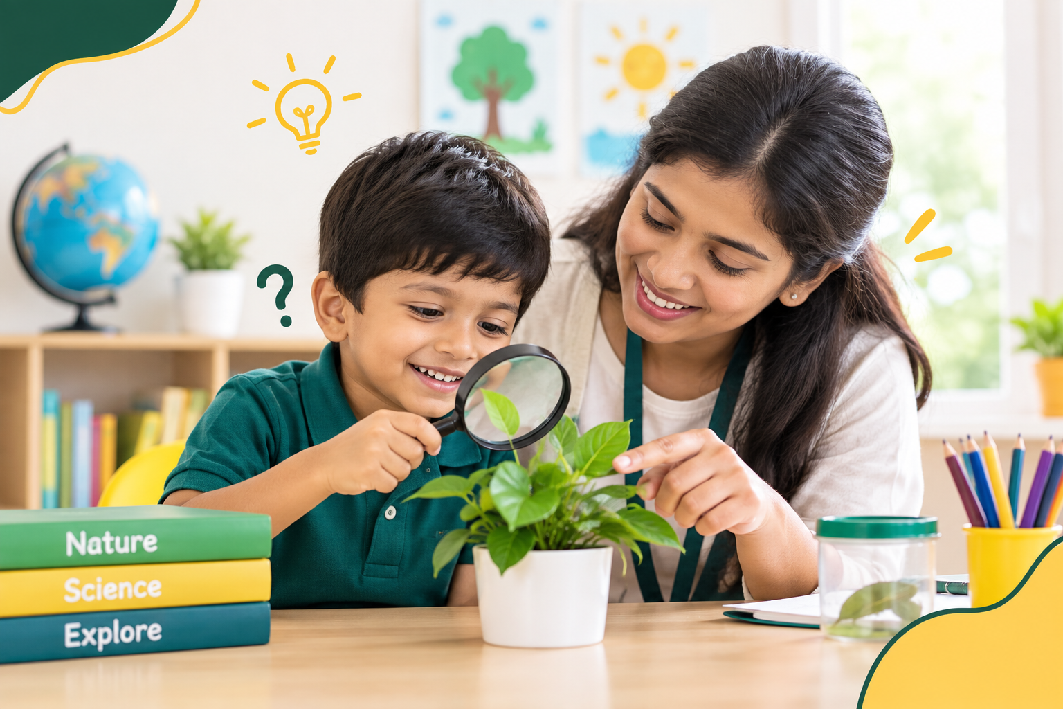 Teacher guiding children in classroom